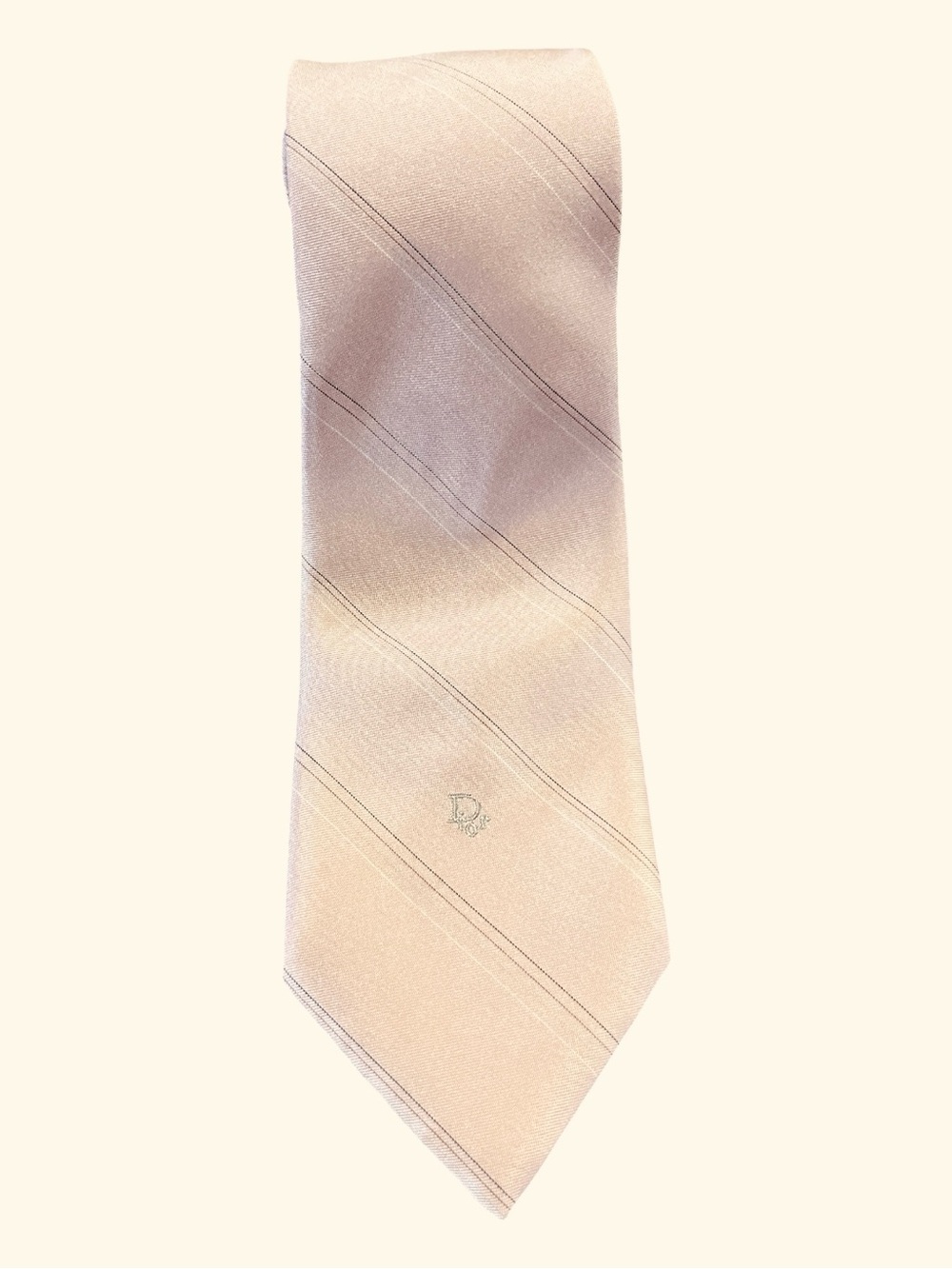 Dior Light Pink Striped Silk Tie